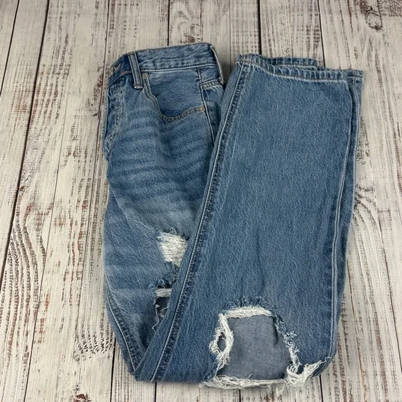 Aeropostale Destroyed button fly blue jeans Size 6 - Picture 8 of 12